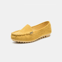 Suede Metal Decor Stitch Detail Flat Loafers