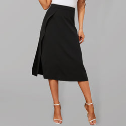 Slit Simple Solid Color Midi Skirt