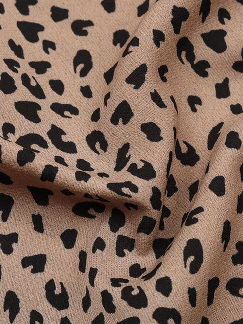 Loose Leopard Print V-Neck Short Sleeve Shirt