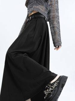A-Line Pleated Skirt With Wide Hem