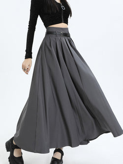 A-Line Pleated Skirt With Wide Hem