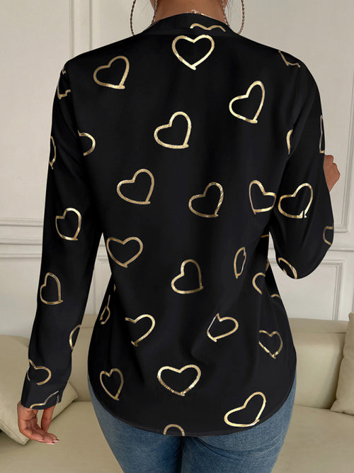 Love Stamping Elegant V-Neck Shirt